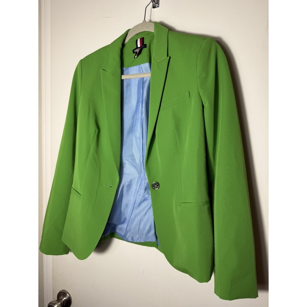Tommy Hilfiger Green Blazer Woman's Size 4 Tailored Jacket One Button